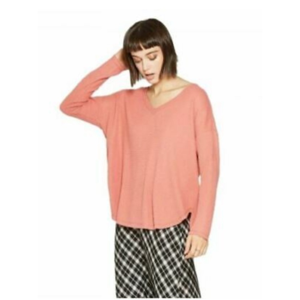 Cozy Waffle Knit V-Neck Long Sleeve